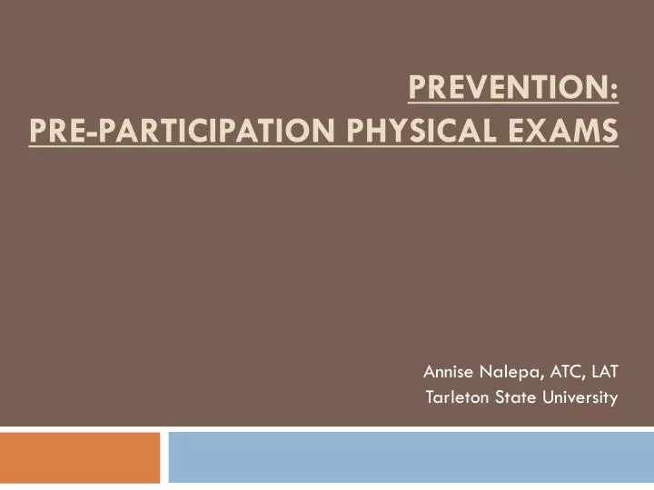 prevention pre participation physical exams