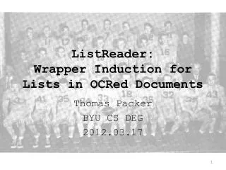 ListReader : Wrapper Induction for Lists in OCRed Documents