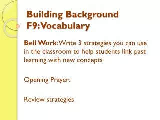 Building Background F9: Vocabulary
