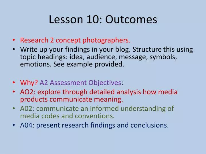 lesson 10 outcomes