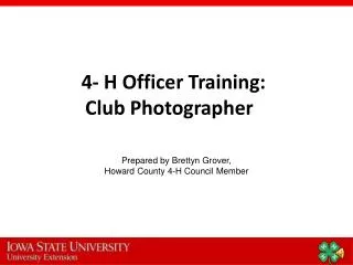 4- H Officer Training: Club Photographer