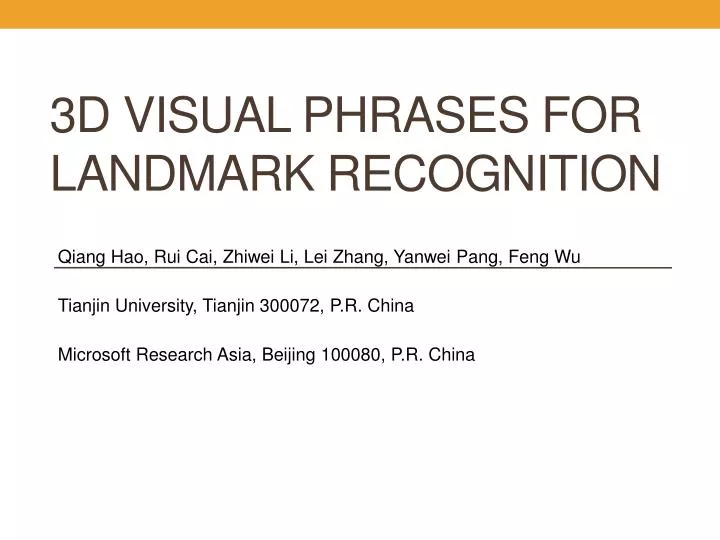 3d visual phrases for landmark recognition