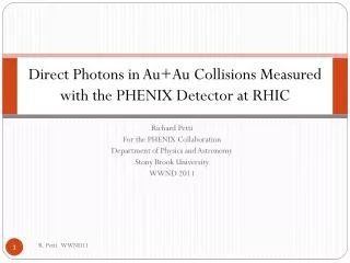 Direct Photons in Au+Au Collisions Measured with the PHENIX Detector at RHIC