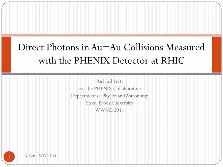 direct photons in au au collisions measured with the phenix detector at rhic