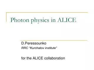 Photon physics in ALICE
