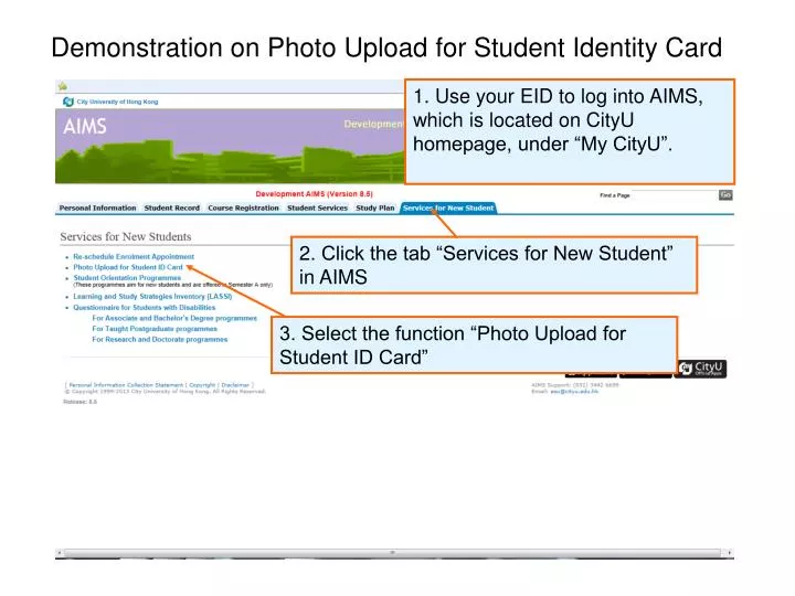 demonstration on photo upload for student identity card