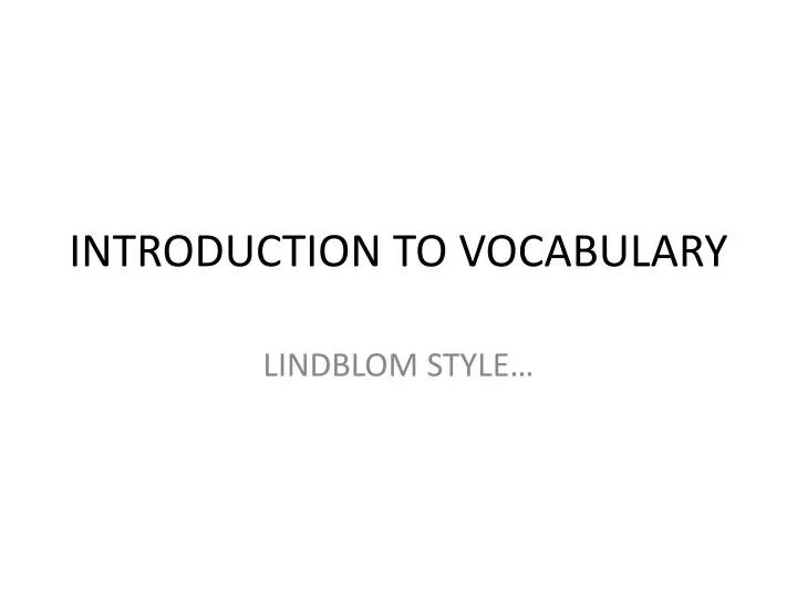 introduction to vocabulary