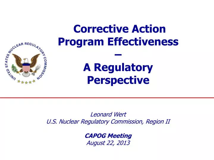 corrective action program effectiveness a regulatory perspective