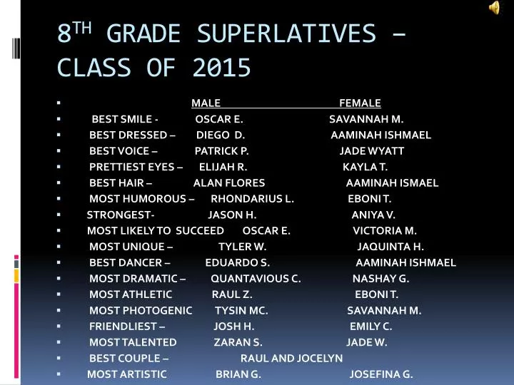 8 th grade superlatives class of 2015