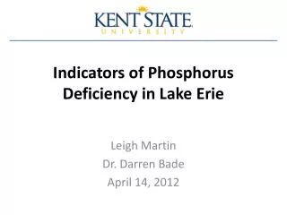 Indicators of Phosphorus Deficiency in Lake Erie