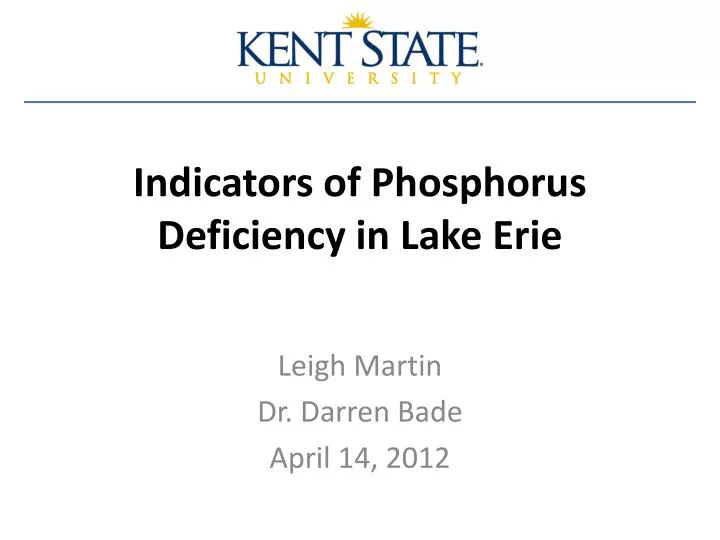 indicators of phosphorus deficiency in lake erie
