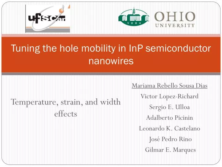 tuning the hole mobility in inp semiconductor nanowires