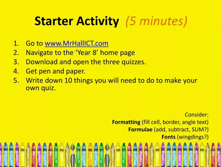 starter activity 5 minutes