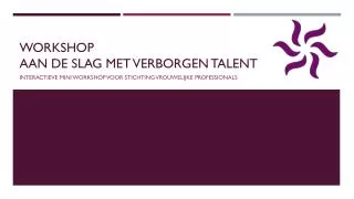 workshop aan de slag met verborgen talent