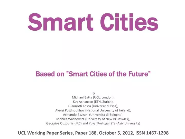 smart cities based on smart cities of the future