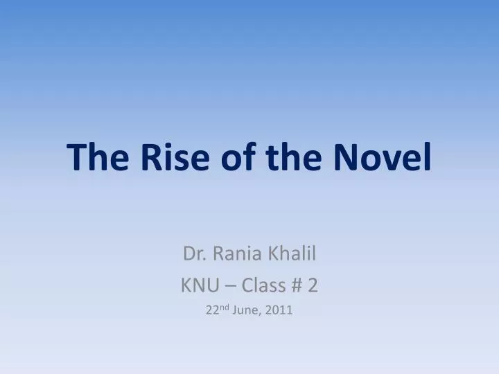 the rise of the novel