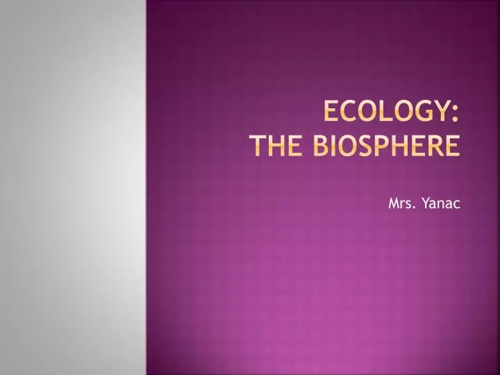 ecology the biosphere