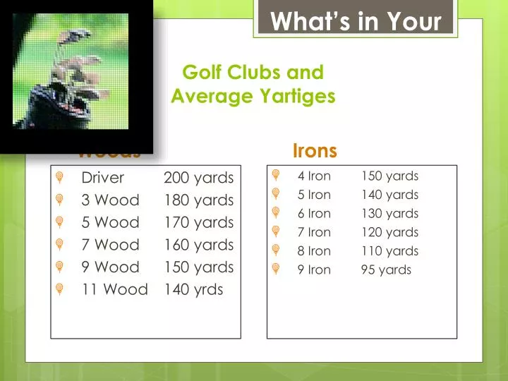 golf clubs and average yartiges