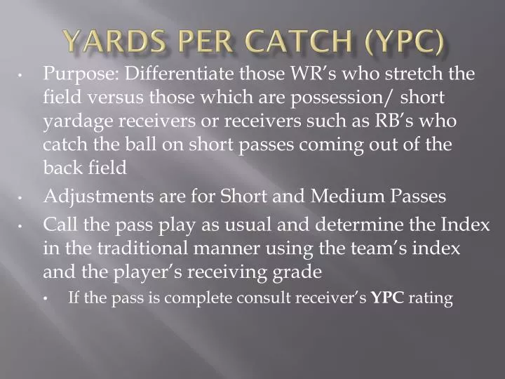 yards per catch ypc