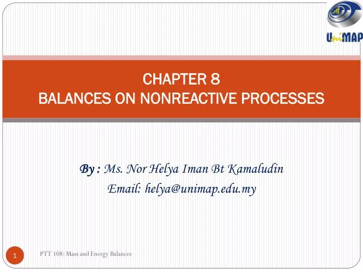 chapter 8 balances on nonreactive processes