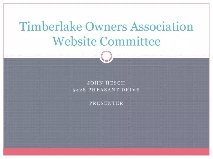 timberlake owners association website committee