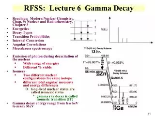 RFSS: Lecture 6 Gamma Decay