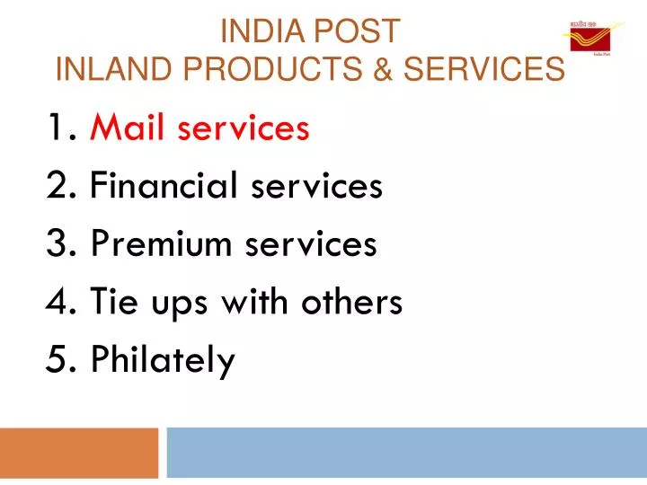 india post inland products services