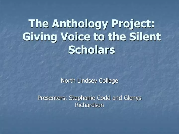 the anthology project giving voice to the silent scholars