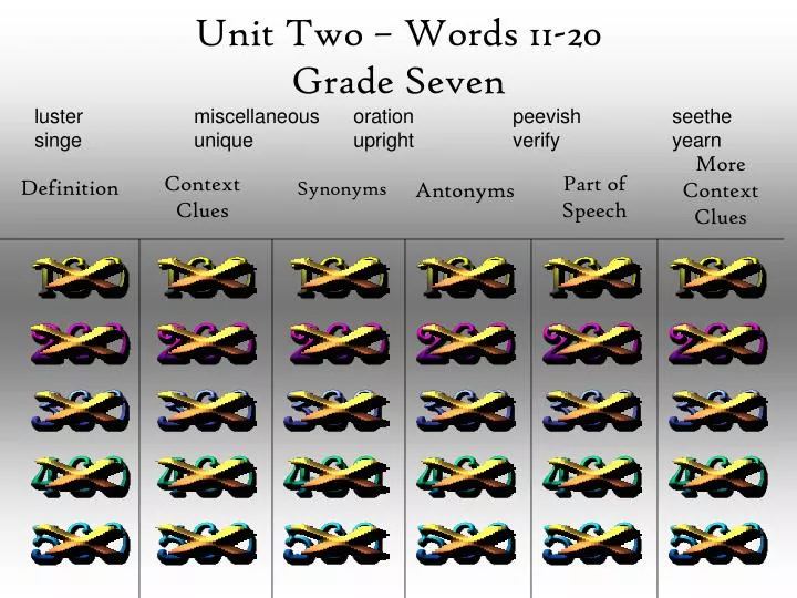 unit two words 11 20 grade seven
