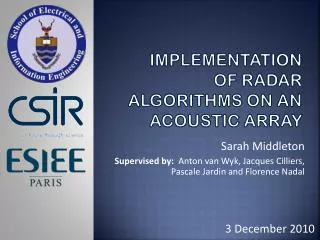 Implementation of Radar Algorithms on an Acoustic Array