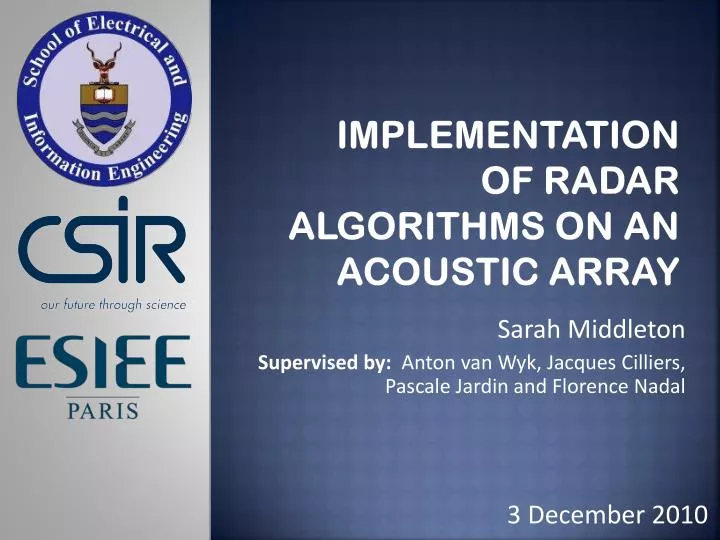 implementation of radar algorithms on an acoustic array