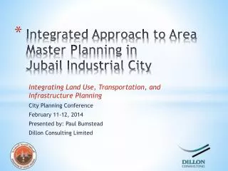 Integrated Approach to Area Master Planning in Jubail Industrial City