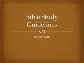 Bible Study Guidelines