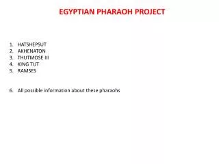 EGYPTIAN PHARAOH PROJECT