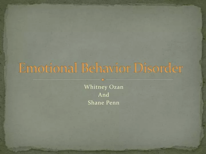 emotional behavior disorder