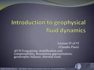 Introduction to geophysical fluid dynamics