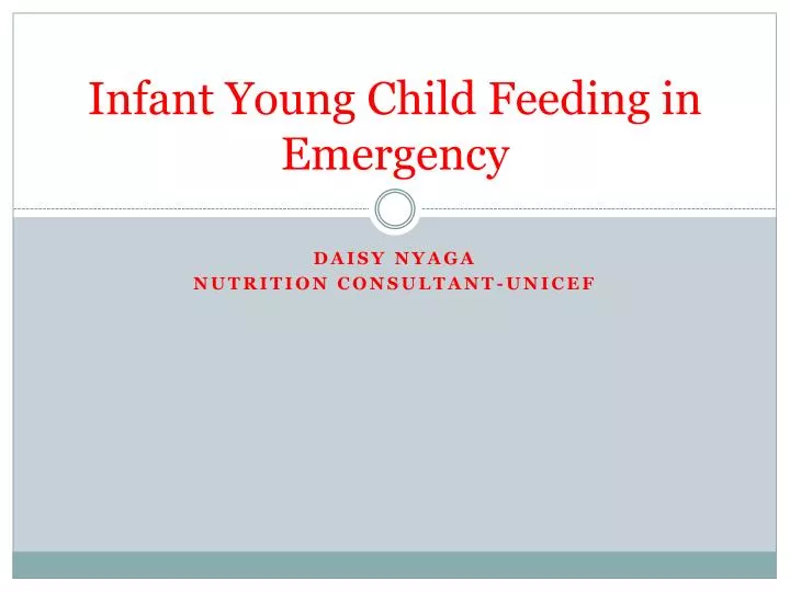 infant young child feeding in emergency