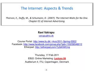 The Internet : Aspects &amp; Trends
