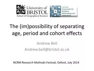 The ( im )possibility of separating age, period and cohort effects