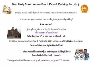 First Holy Communion Front Pew &amp; Parking for 2014