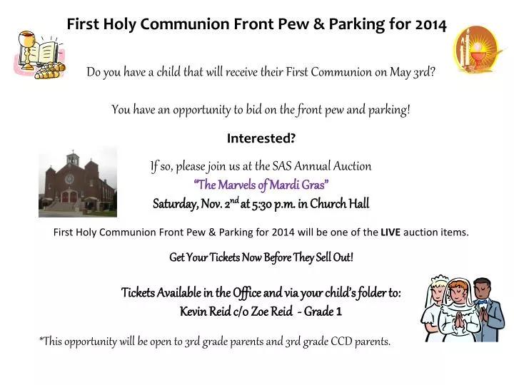 first holy communion front pew parking for 2014