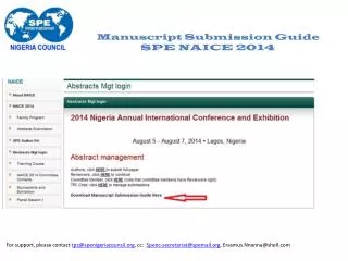 Manuscript Submission Guide SPE NAICE 2014