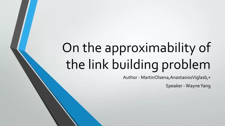 on the approximability of the link building problem