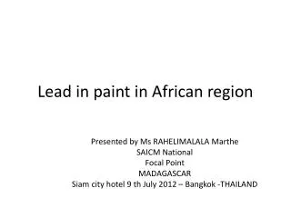 Lead in paint in African region