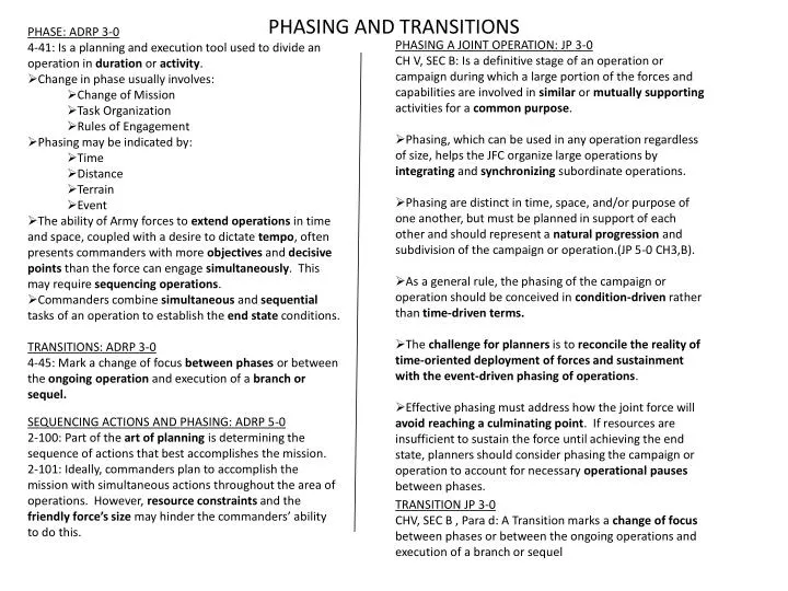 phasing and transitions