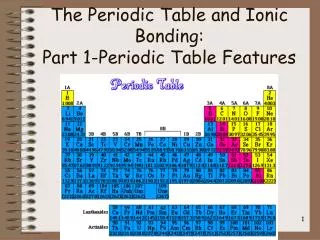 The Periodic Table and Ionic Bonding: Part 1-Periodic Table Features