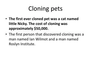 Cloning pets