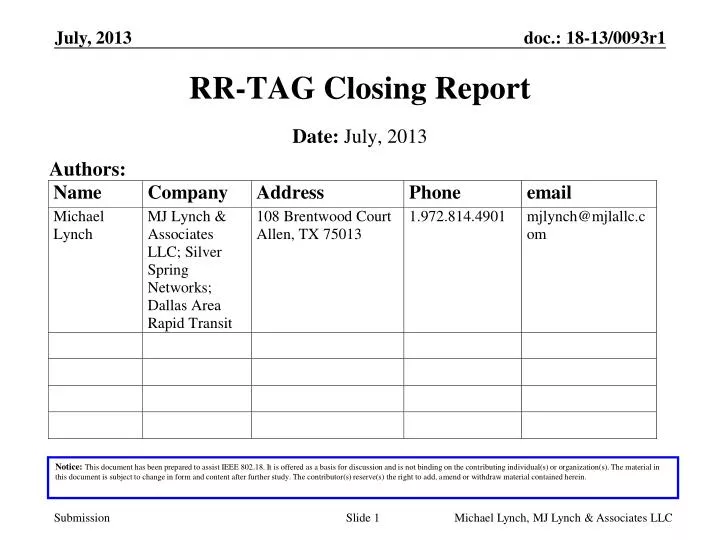 rr tag closing report