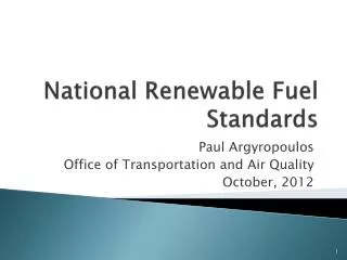 National Renewable Fuel Standards