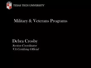 Military &amp; Veterans Programs